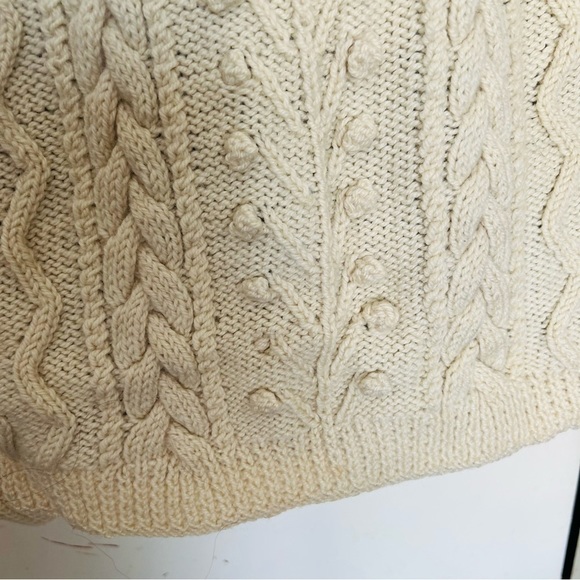 VINTAGE Cable Knit Icelandic-Chunky-hand-knitted-Beige-Fisherman-Sweater… - Picture 9 of 10